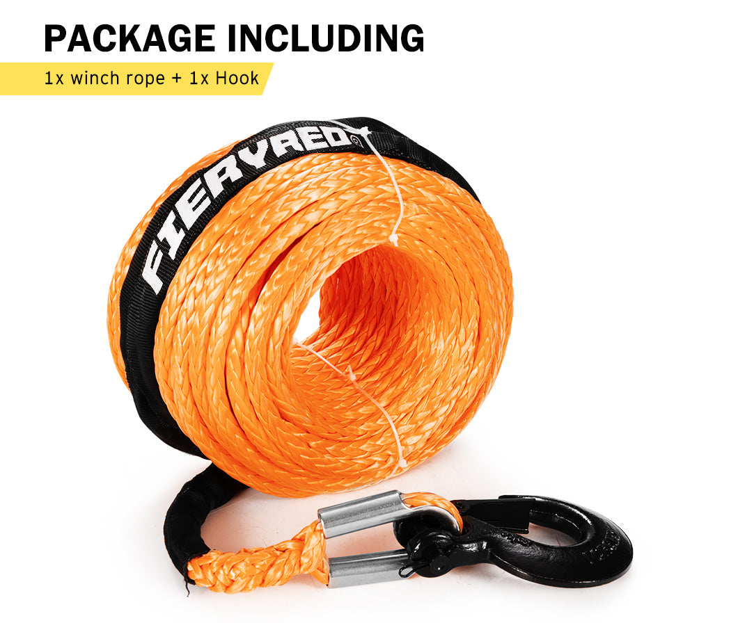 Synthetic Winch Rope 10MM x 30M Dyneema SK75 Tow Recovery Rope Orange 4WD