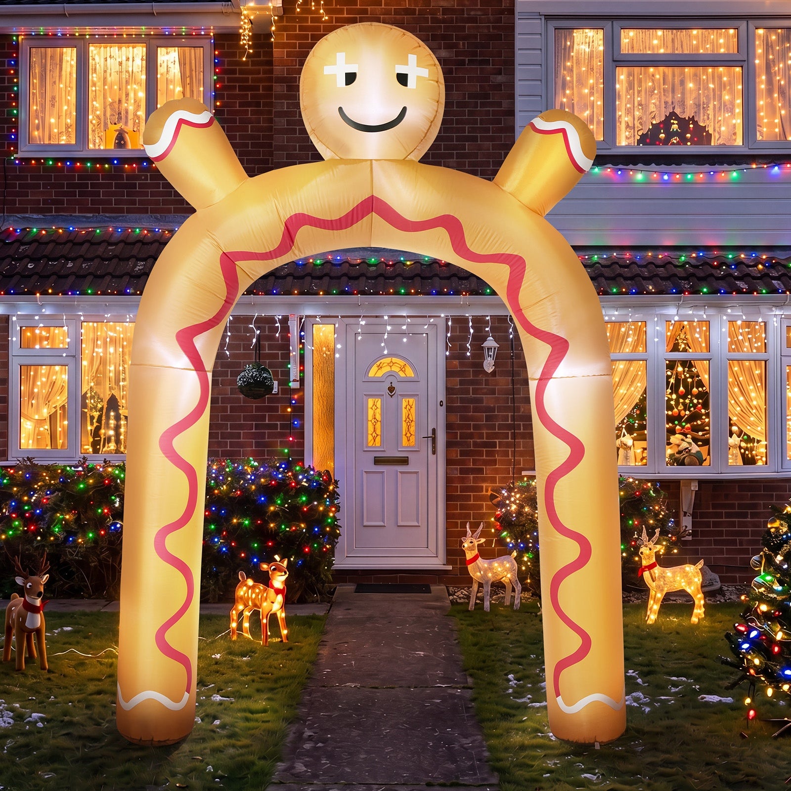 Tinseltown 3M Christmas Inflatable Archway Gingerbread Man Arch Xmas LED Lights