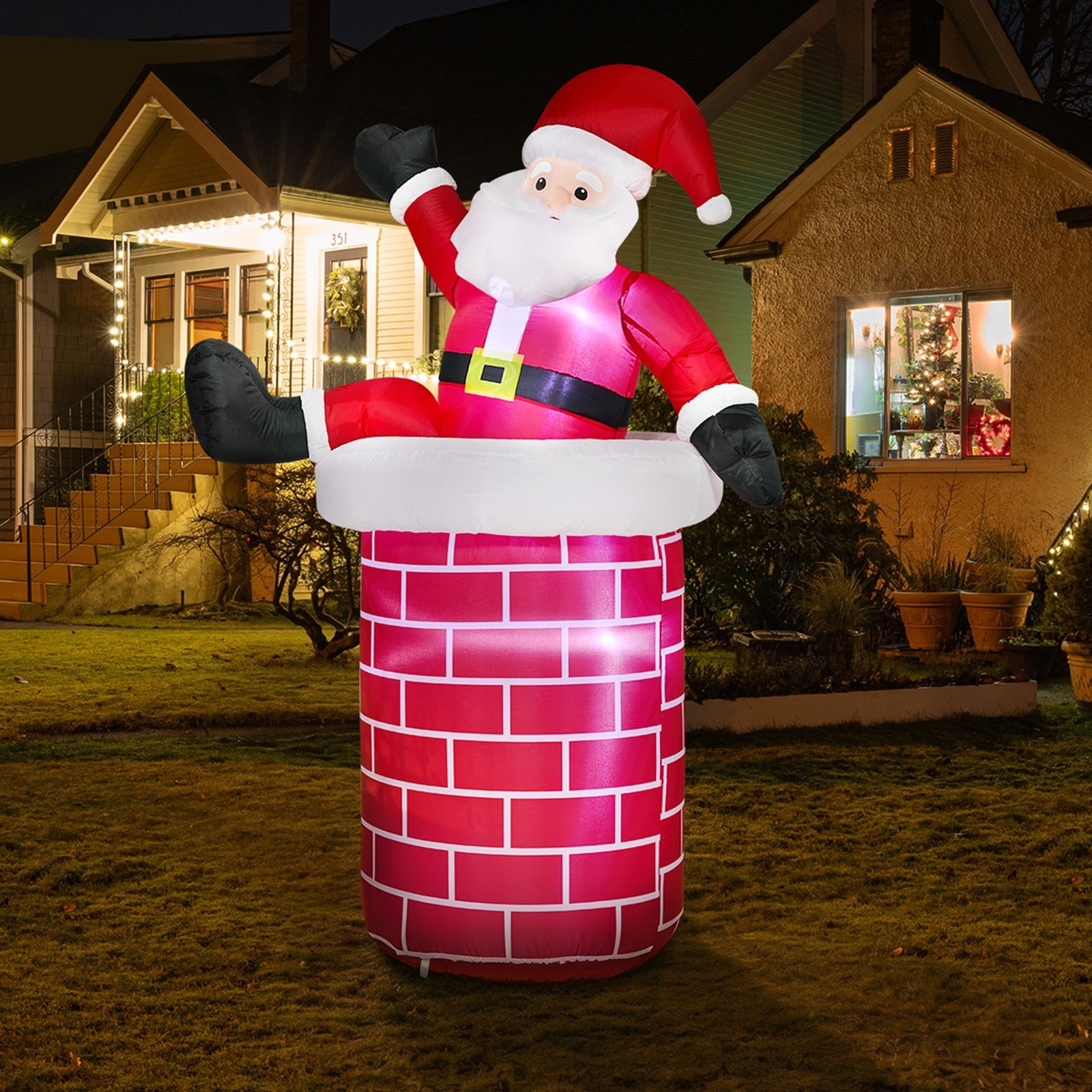 Tinseltown 1.8M Christmas Inflatable Santa Chimney LED Lights Outdoor Decoration