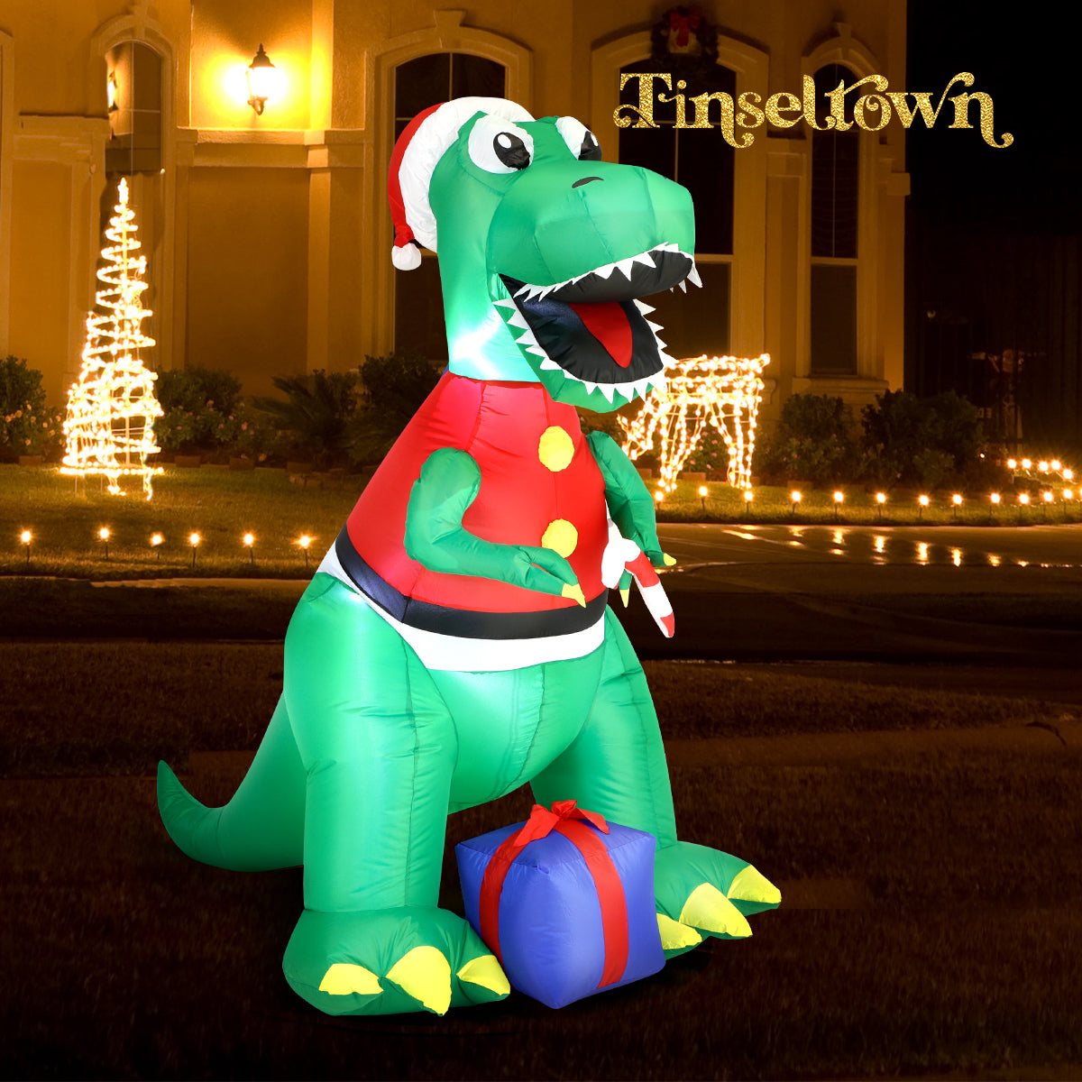 Tinseltown Christmas Inflatable Dinosaur 1.8M Xmas LED Lights Outdoor Decoration - Sunyee