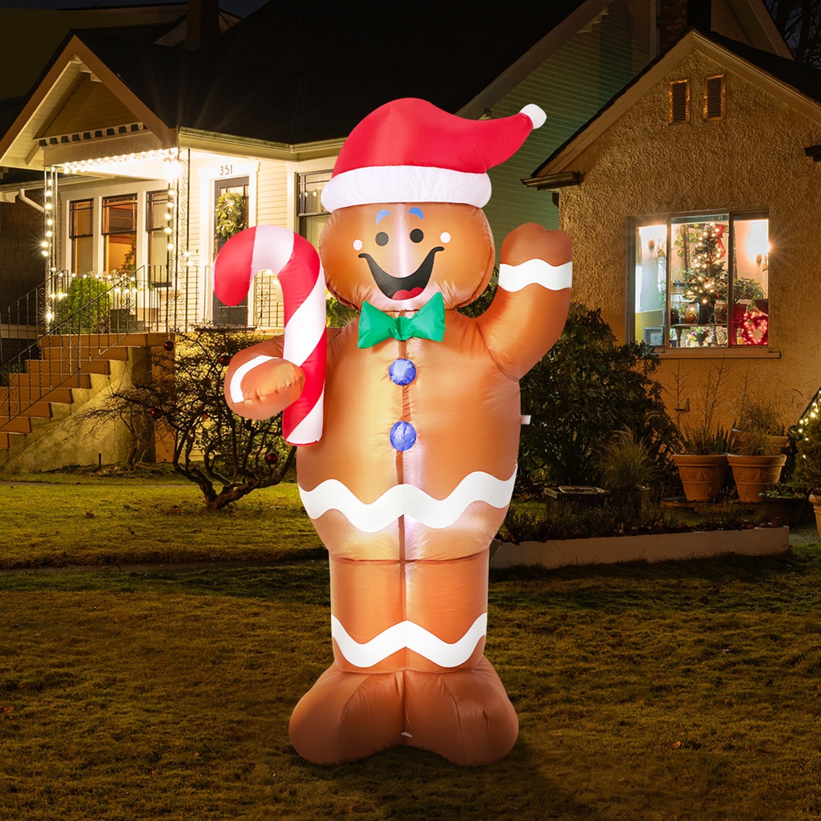 Tinseltown 1.5M Christmas Inflatable Gingerbread Man LED Light Party Decor