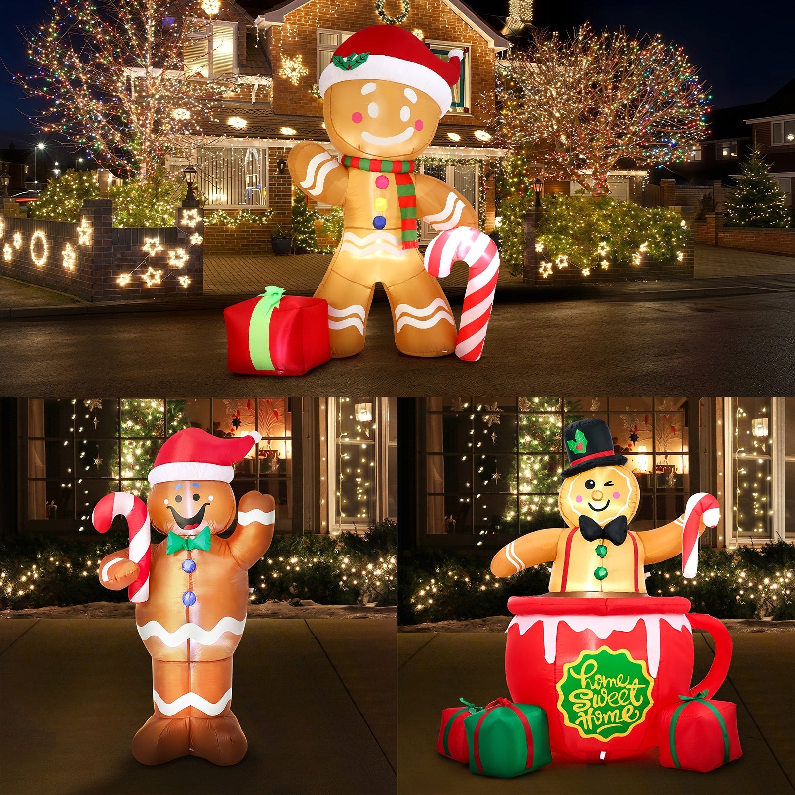 Tinseltown Christmas Inflatable Gingerbread Man LED Light Xmas Party Decor