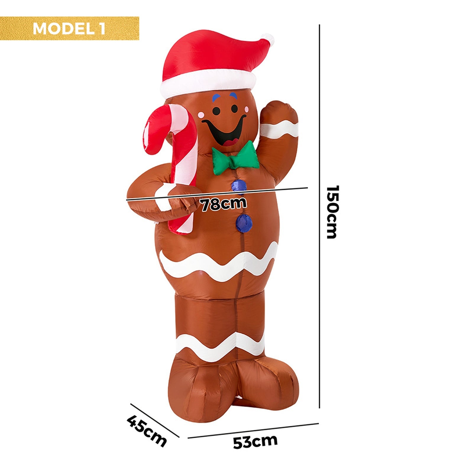 Tinseltown Christmas Inflatable Gingerbread Man LED Light Xmas Party Decor