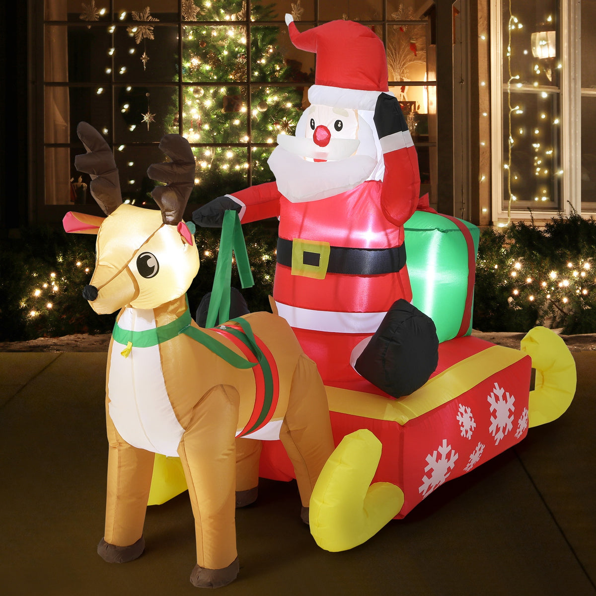Tinseltown Christmas Inflatable Santa Reindeer 1.8M Xmas LED Light Outdoor Decoration - Sunyee