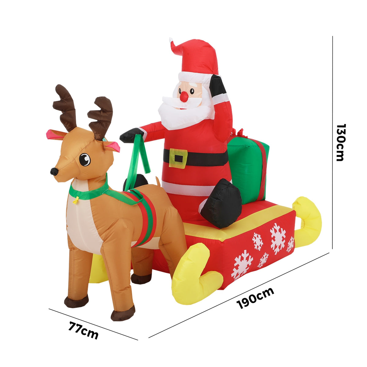 Tinseltown Christmas Inflatable Santa Reindeer 1.8M Xmas LED Light Outdoor Decoration - Sunyee