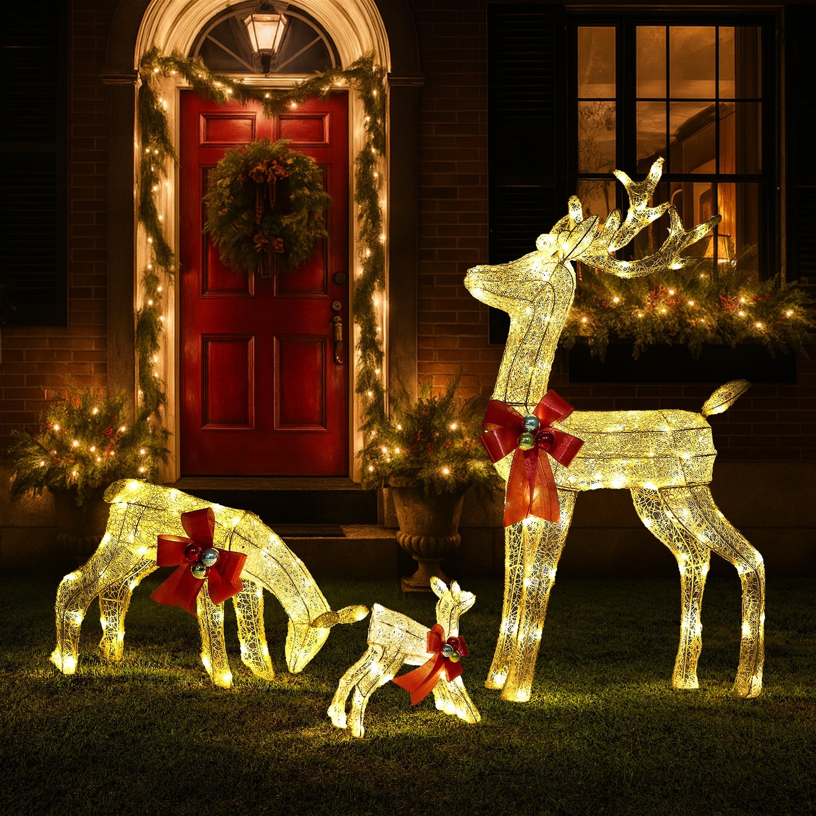 Tinseltown Christmas Lights LED 3PCS Reindeer Family Xmas Decor Indoor Outdoor - Sunyee