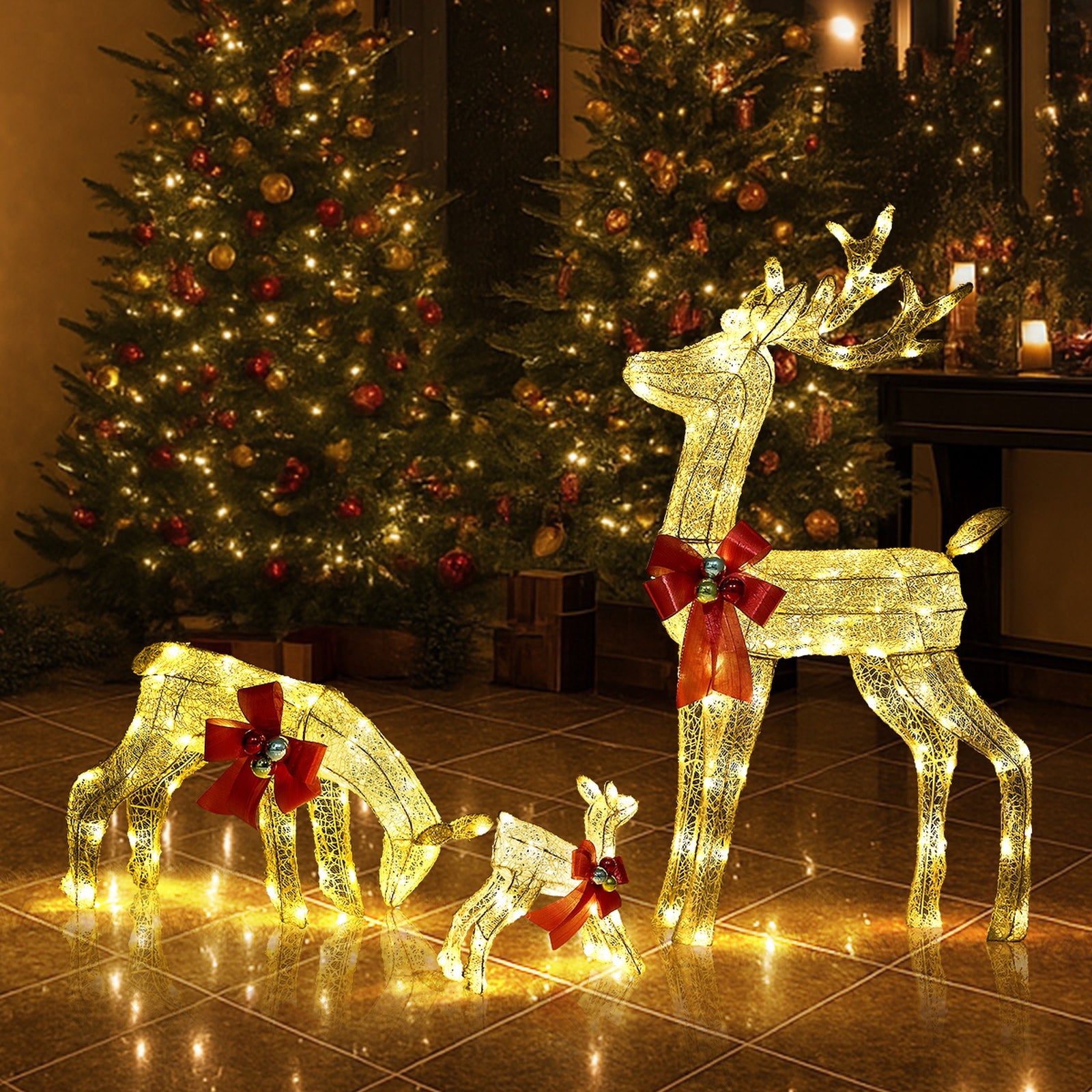 Tinseltown Christmas Lights LED 3PCS Reindeer Family Xmas Decor Indoor Outdoor - Sunyee