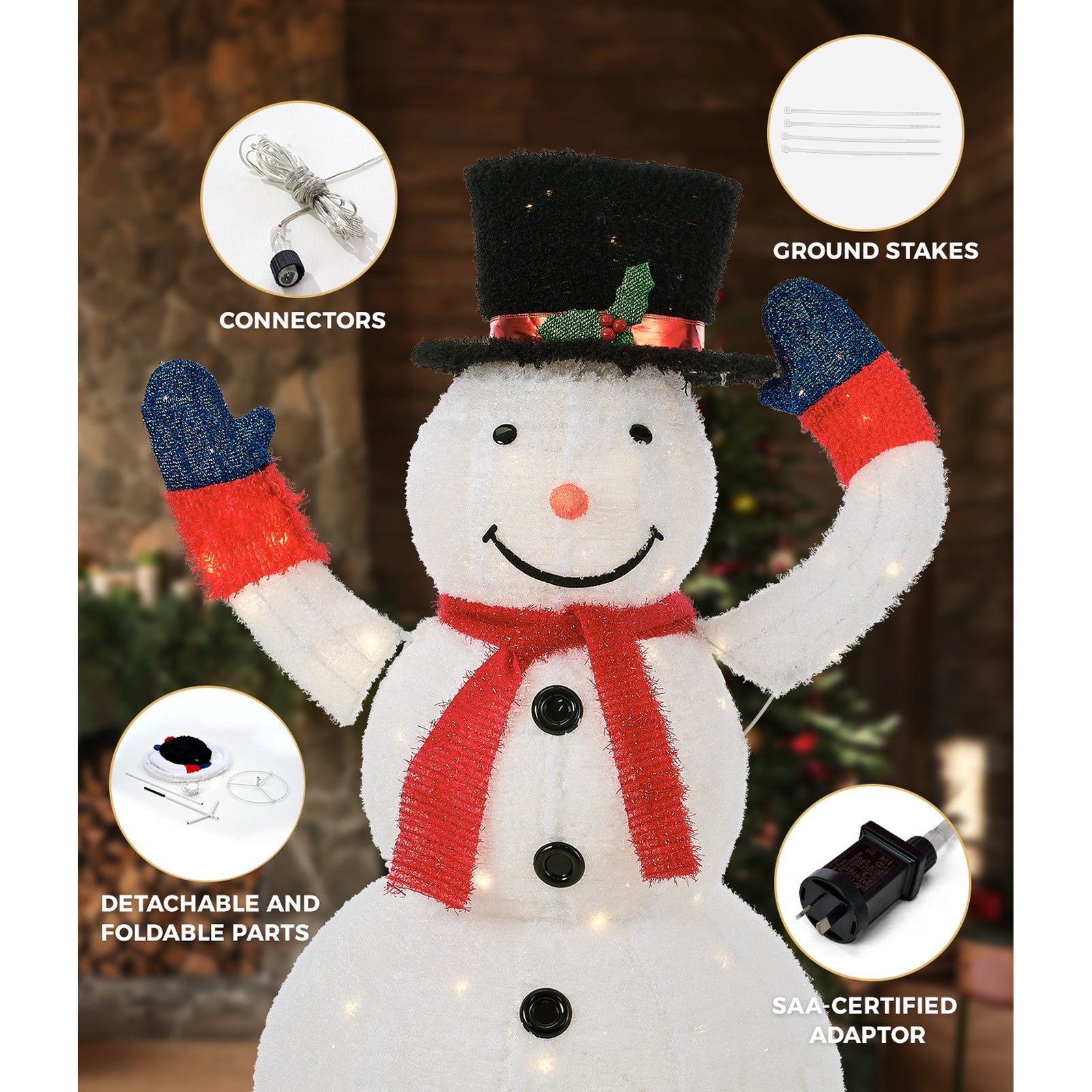 Tinseltown 3D Christmas Snowman Light LED 127cm Xmas Decor Festive Display - Sunyee