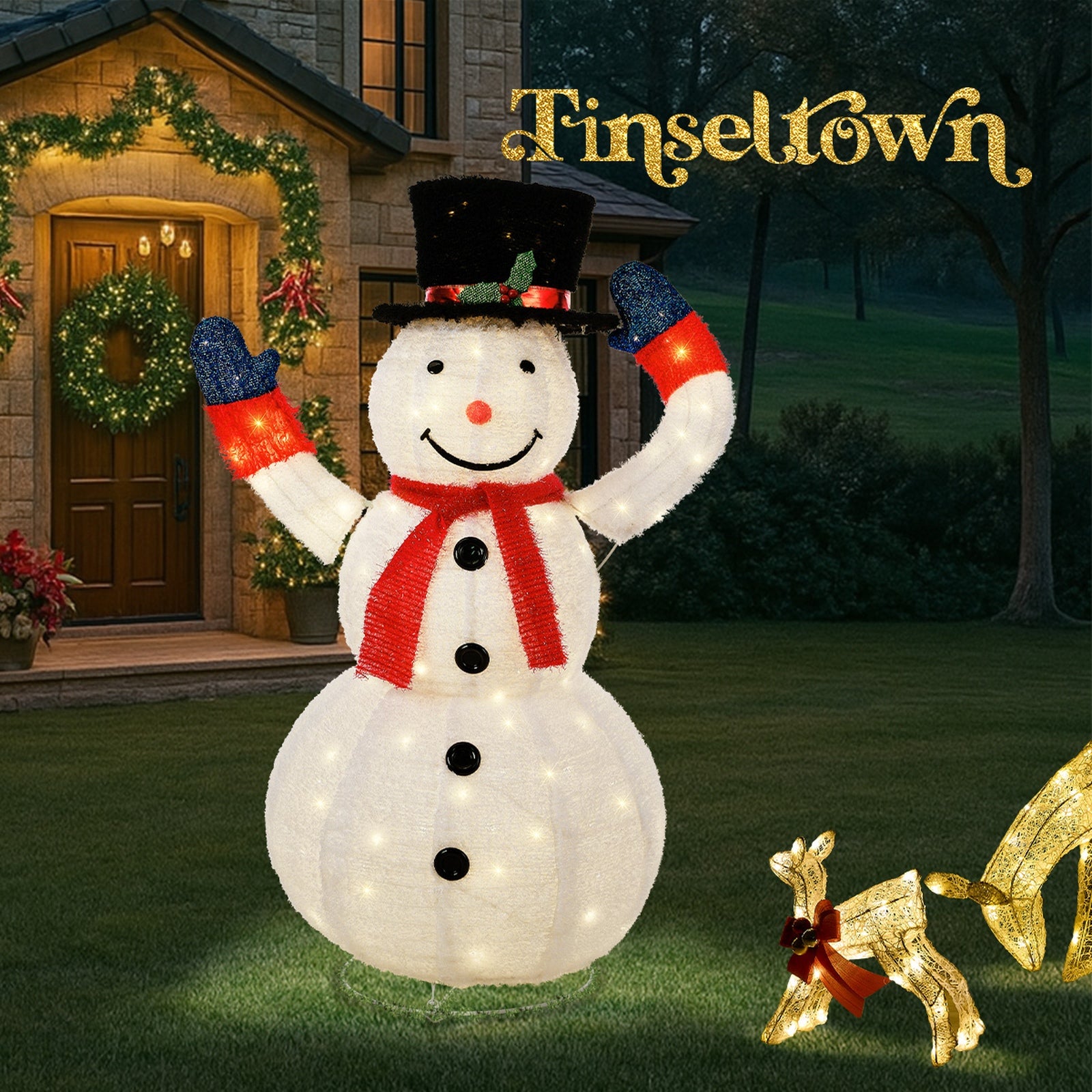 Tinseltown 3D Christmas Snowman Light LED 127cm Xmas Decor Festive Display - Sunyee