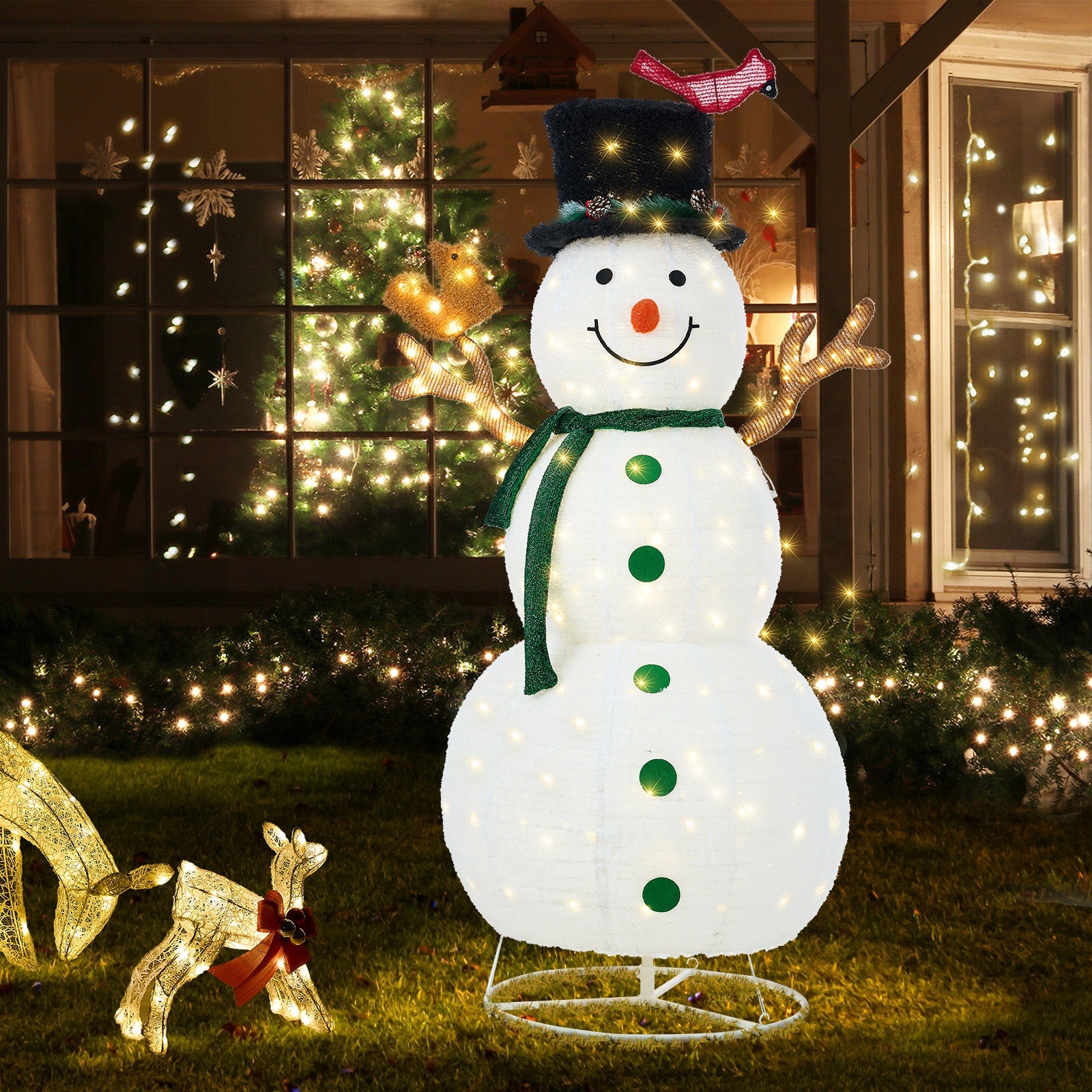 Tinseltown 3D Christmas LED Lights 1.63M Snowman Xmas Outdoor Decor Metal Frame