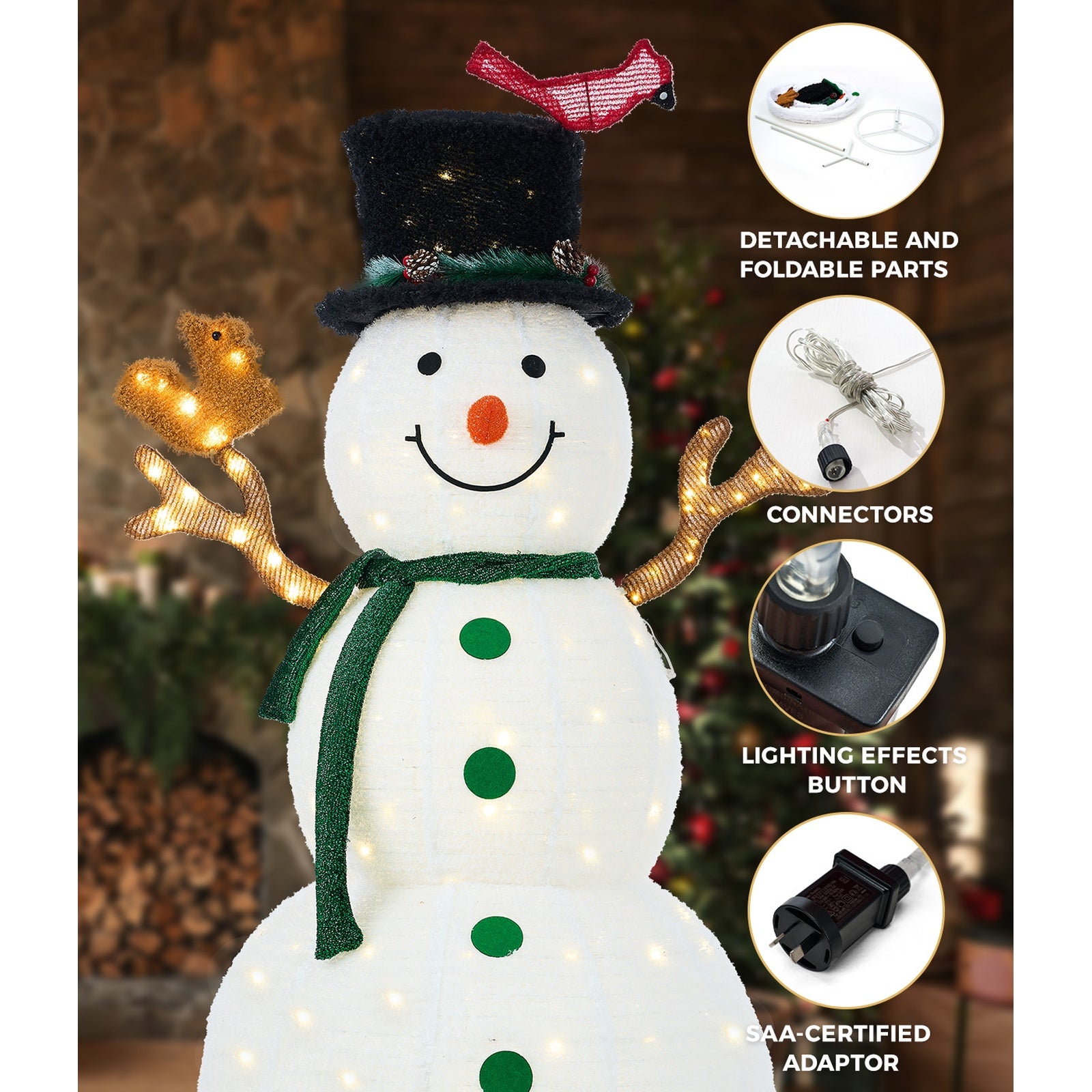 Tinseltown 3D Christmas LED Lights 1.63M Snowman Xmas Outdoor Decor Metal Frame