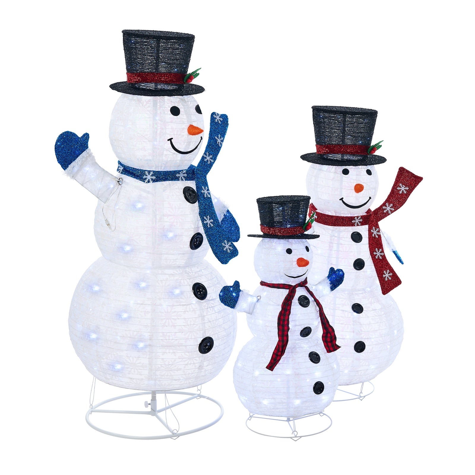 Tinseltown 3D Christmas LED Lights Set of 3 Snowmen Outdoor Xmas Decor Metal