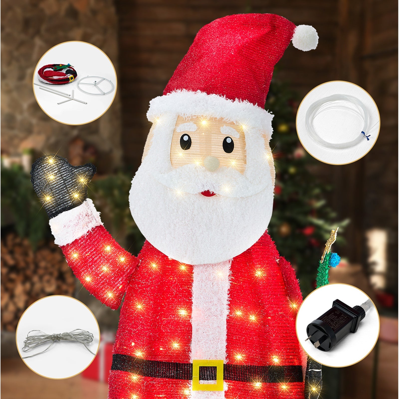 Tinseltown 3D LED Christmas Light 180cm Santa Claus Xmas Decor Indoor Outdoor - Sunyee