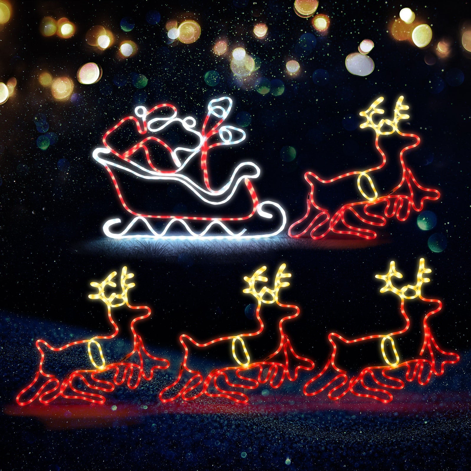 Tinseltown Christmas Light LED Motif Rope Lights Santa Motorbike Outdoor - Sunyee