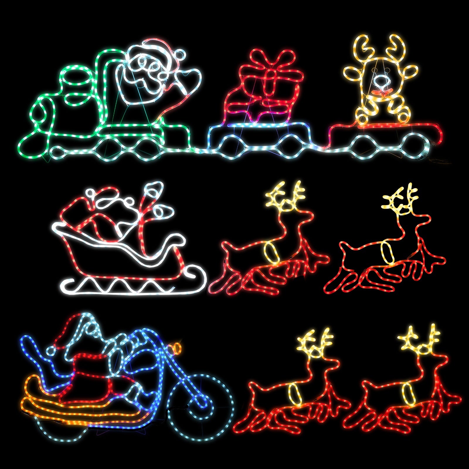 Tinseltown Christmas Light LED Motif Rope Lights Santa Motorbike Outdoor - Sunyee