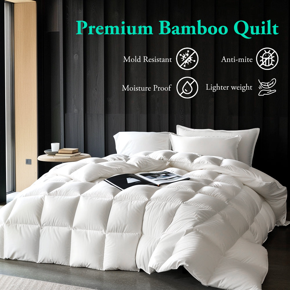ZUNI Natural Bamboo Quilt 500GSM Duvet Doona Winter Summer Quilt Super King - Sunyee