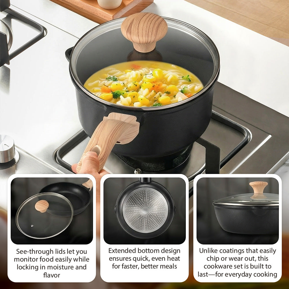 ZUNI 13PCS Nonstick Cookware Pots & Pans Set Granite Coating Cooking Set - Sunyee