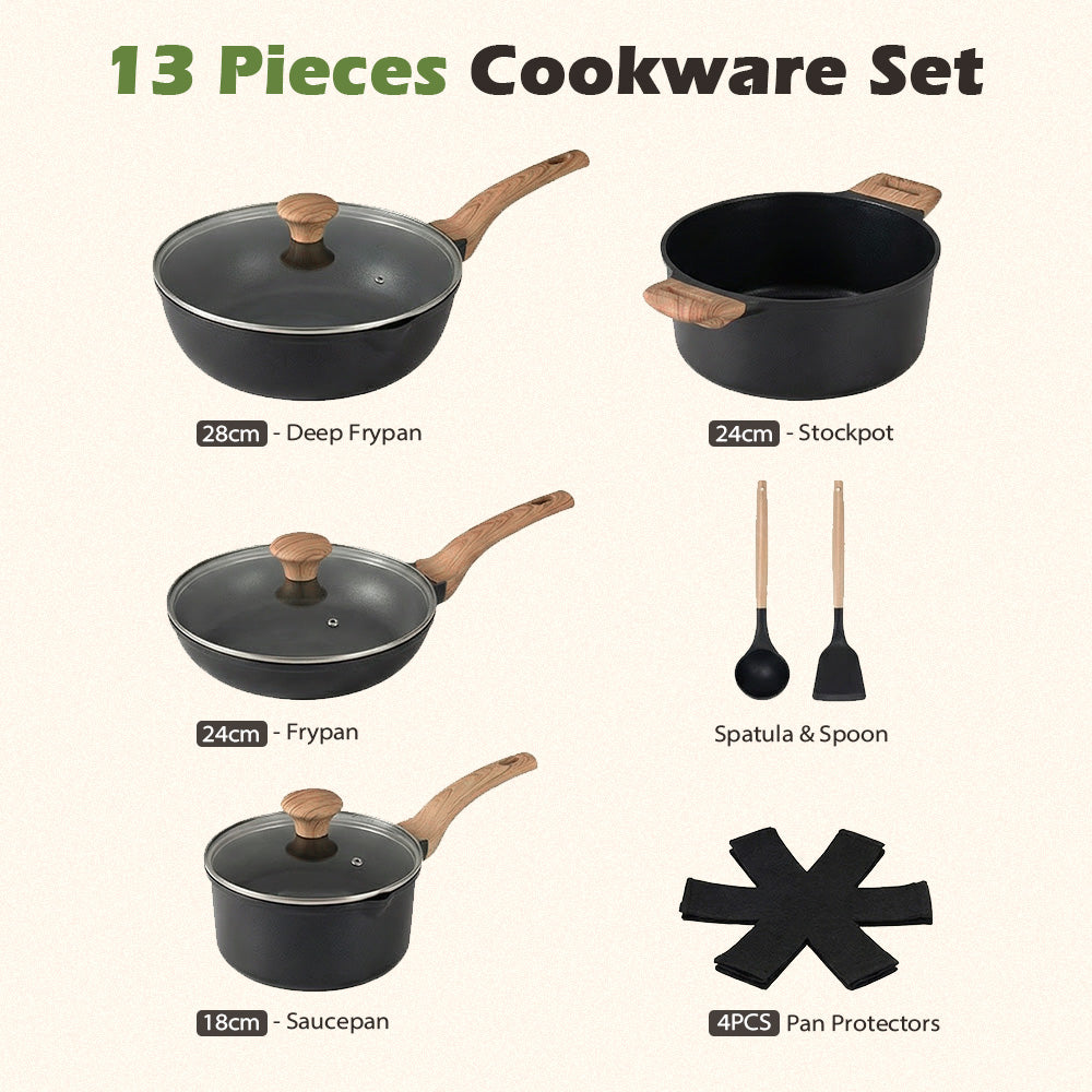 ZUNI 13PCS Nonstick Cookware Pots & Pans Set Granite Coating Cooking Set - Sunyee