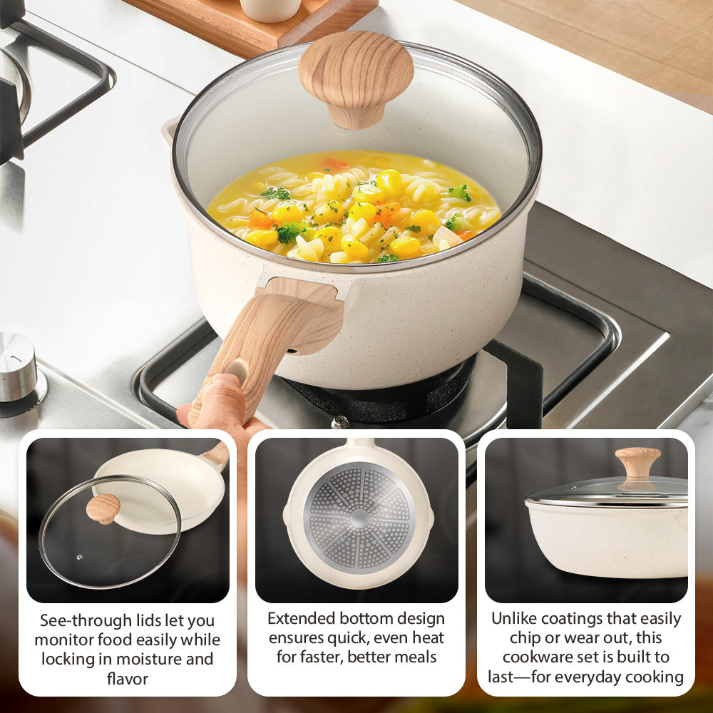 ZUNI 13PCS Nonstick Cookware Pots & Pans Set Granite Coating Cooking Utensil