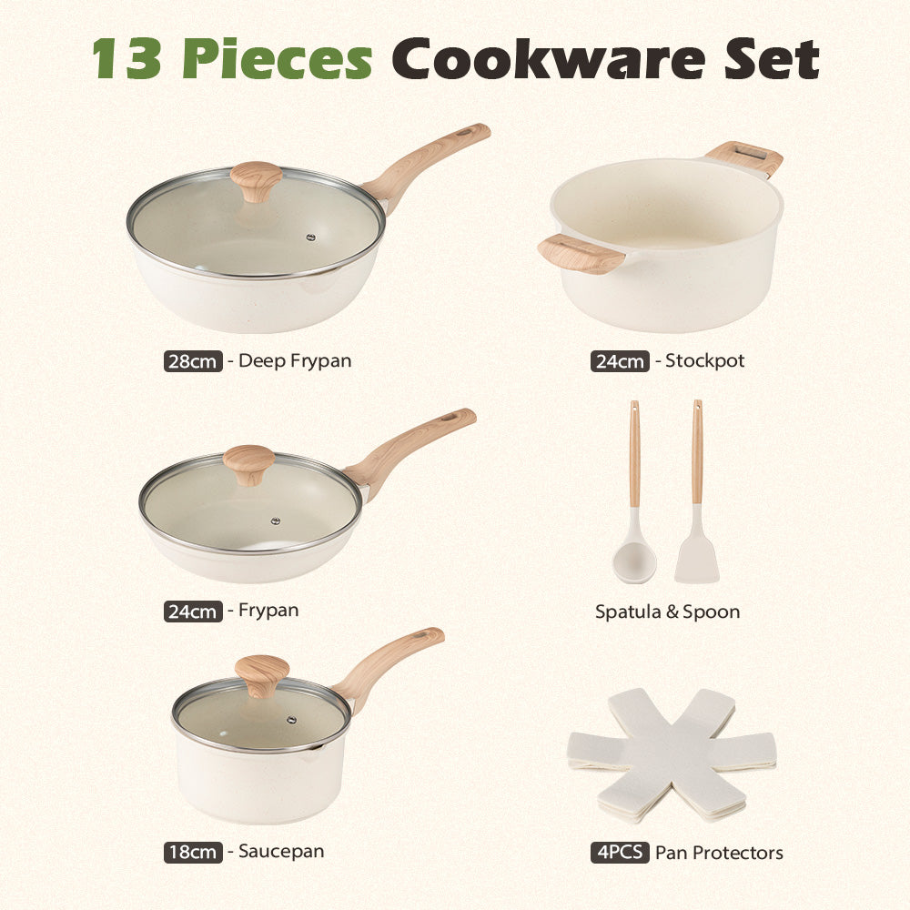 ZUNI 13PCS Nonstick Cookware Pots & Pans Set Granite Coating Cooking Utensil