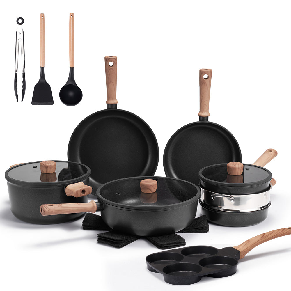 ZUNI 19PCS Nonstick Cookware Pots & Pans Set Granite Coating Cooking Utensil - Sunyee
