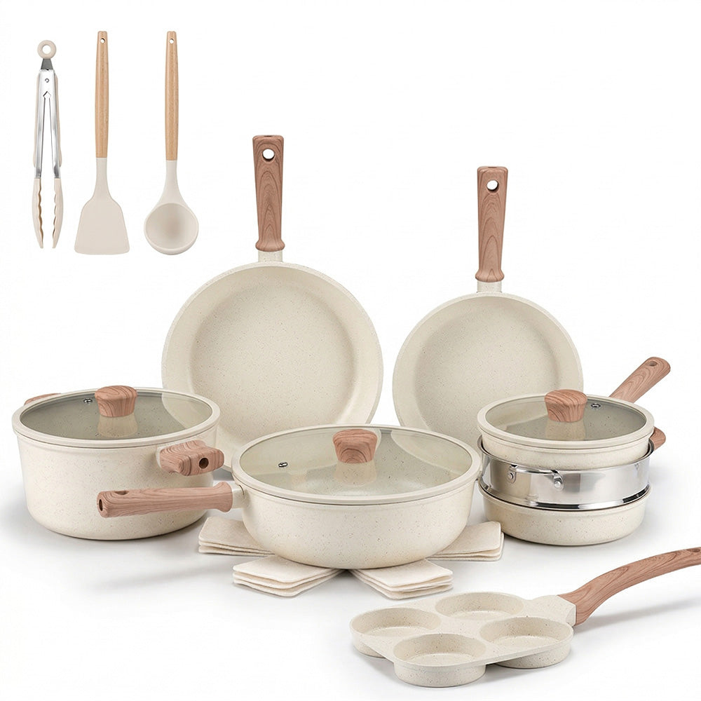 ZUNI 19PCS Nonstick Cookware Pots & Pans Set Granite Coating Cooking Utensil - Sunyee