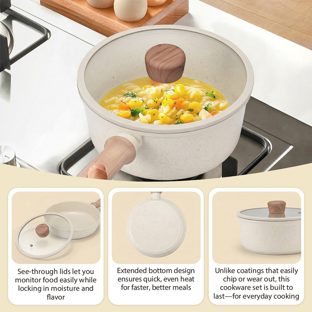ZUNI 19PCS Nonstick Cookware Pots & Pans Set Granite Coating Cooking Utensil - Sunyee