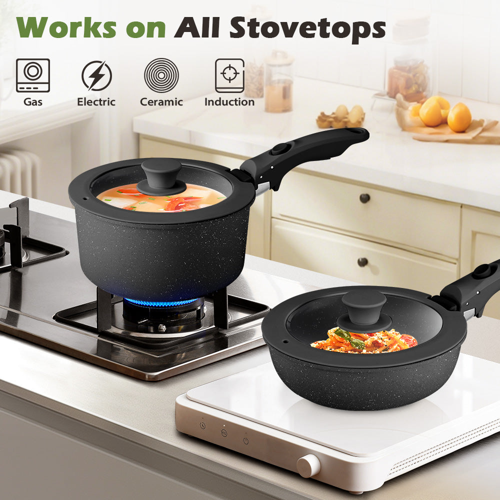 ZUNI 20PCS Nonstick Cookware Pots & Pans Set Granite Coating Cooking Utensil