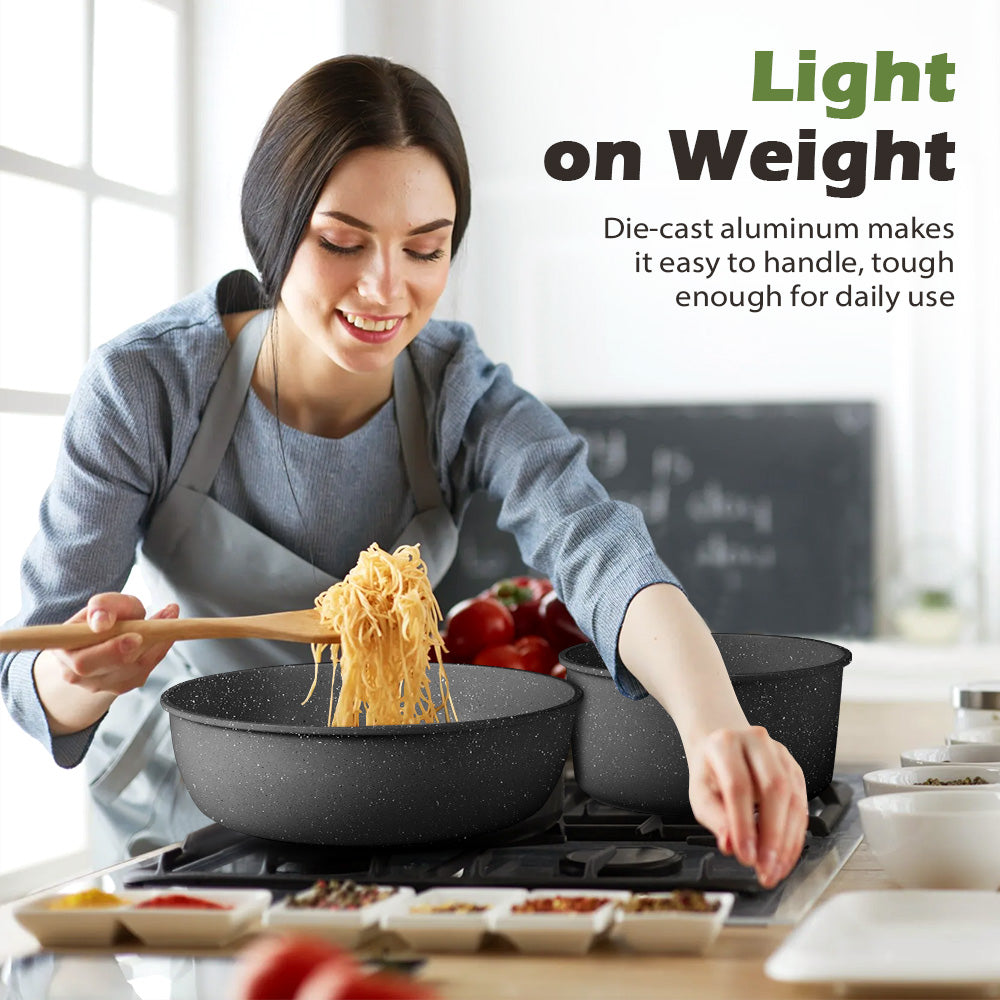 ZUNI 20PCS Nonstick Cookware Pots & Pans Set Granite Coating Cooking Utensil