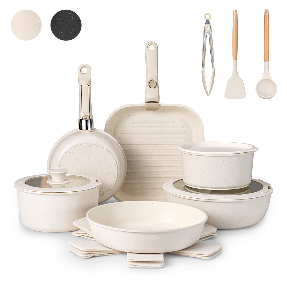 ZUNI 20PCS Nonstick Cookware Pots & Pans Set Granite Coating Cooking Utensil