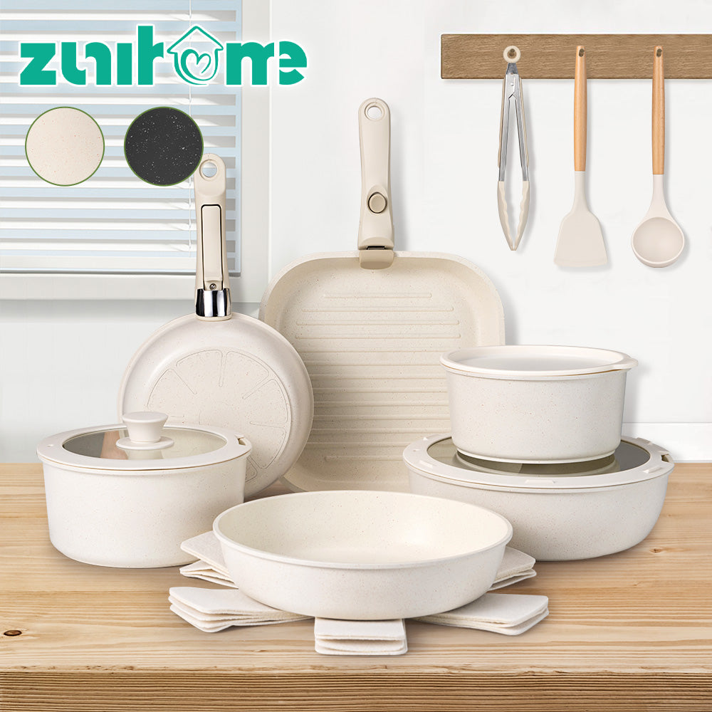 ZUNI 20PCS Nonstick Cookware Pots & Pans Set Granite Coating Cooking Utensil
