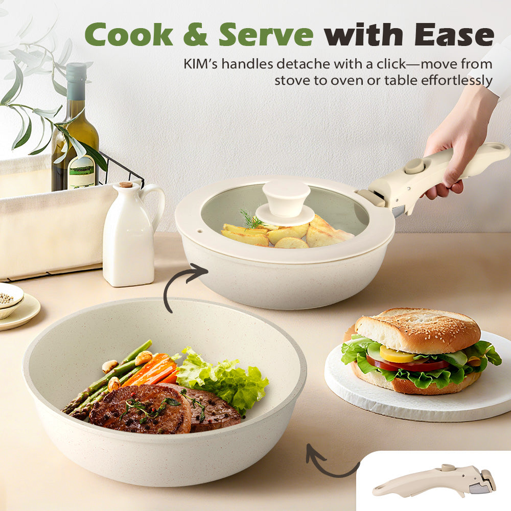 ZUNI 20PCS Nonstick Cookware Pots & Pans Set Granite Coating White