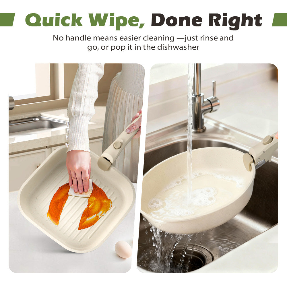 ZUNI 20PCS Nonstick Cookware Pots & Pans Set Granite Coating White