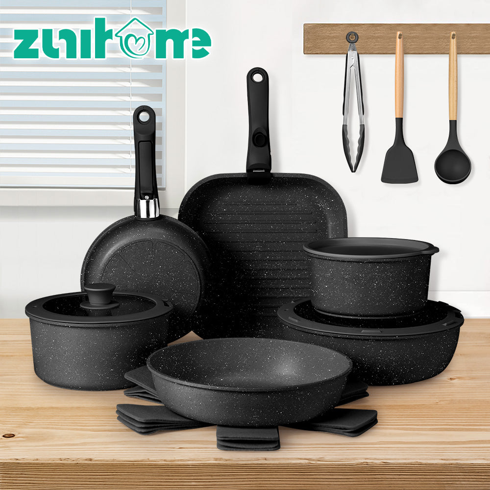 ZUNI 20PCS Nonstick Cookware Pots & Pans Set Granite Coating Cooking Utensil