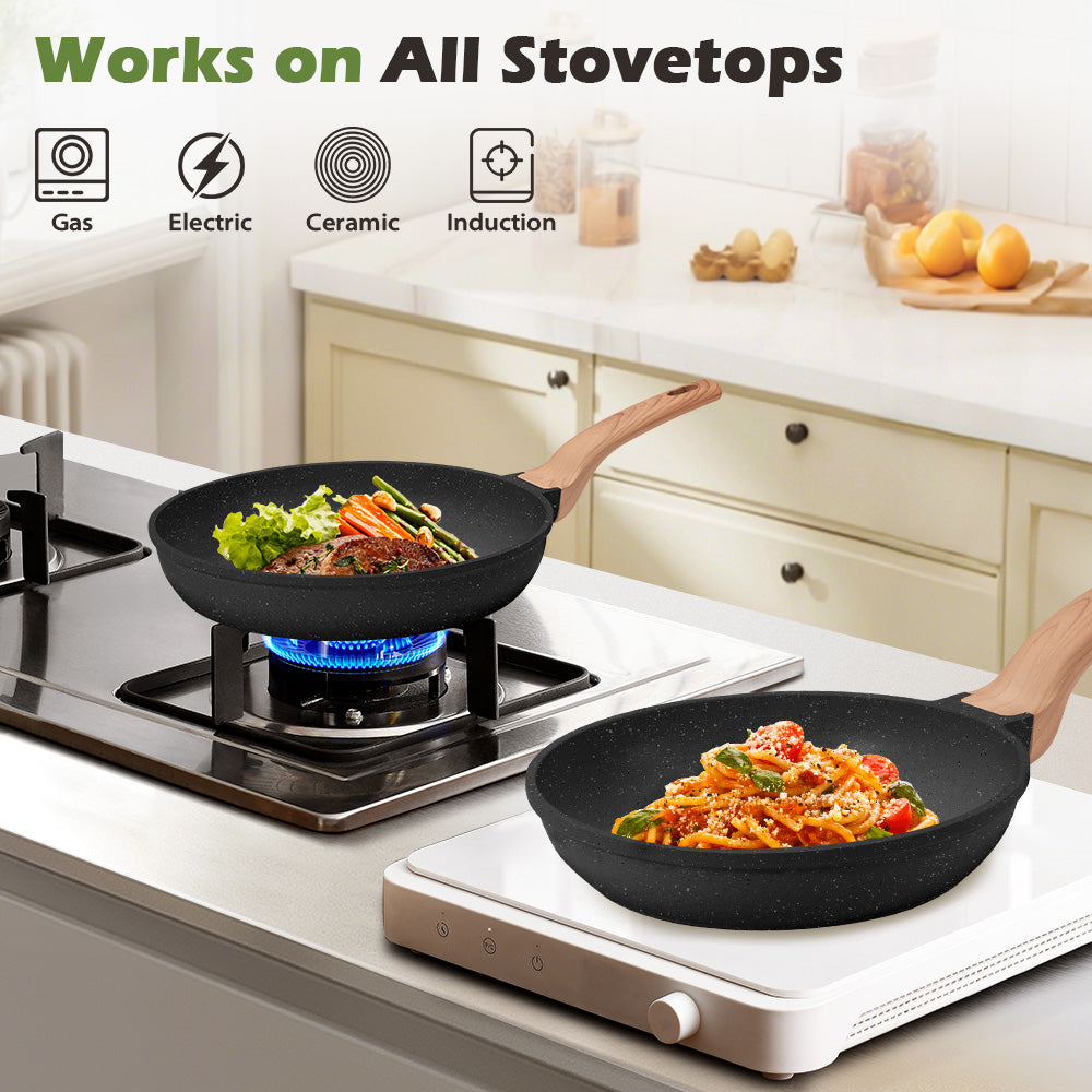 ZUNI 3PCS Nonstick Cookware Frypan Set Granite Coating 20/24/28CM