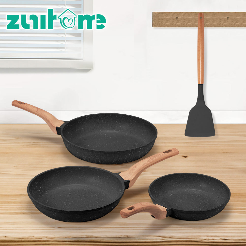 ZUNI 3PCS Nonstick Cookware Frypan Set Granite Coating 20/24/28CM