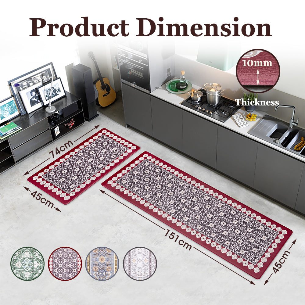 ZUNI Kitchen Rugs Mats Set of 2 Non Slip Comfort Standing Mat Rug