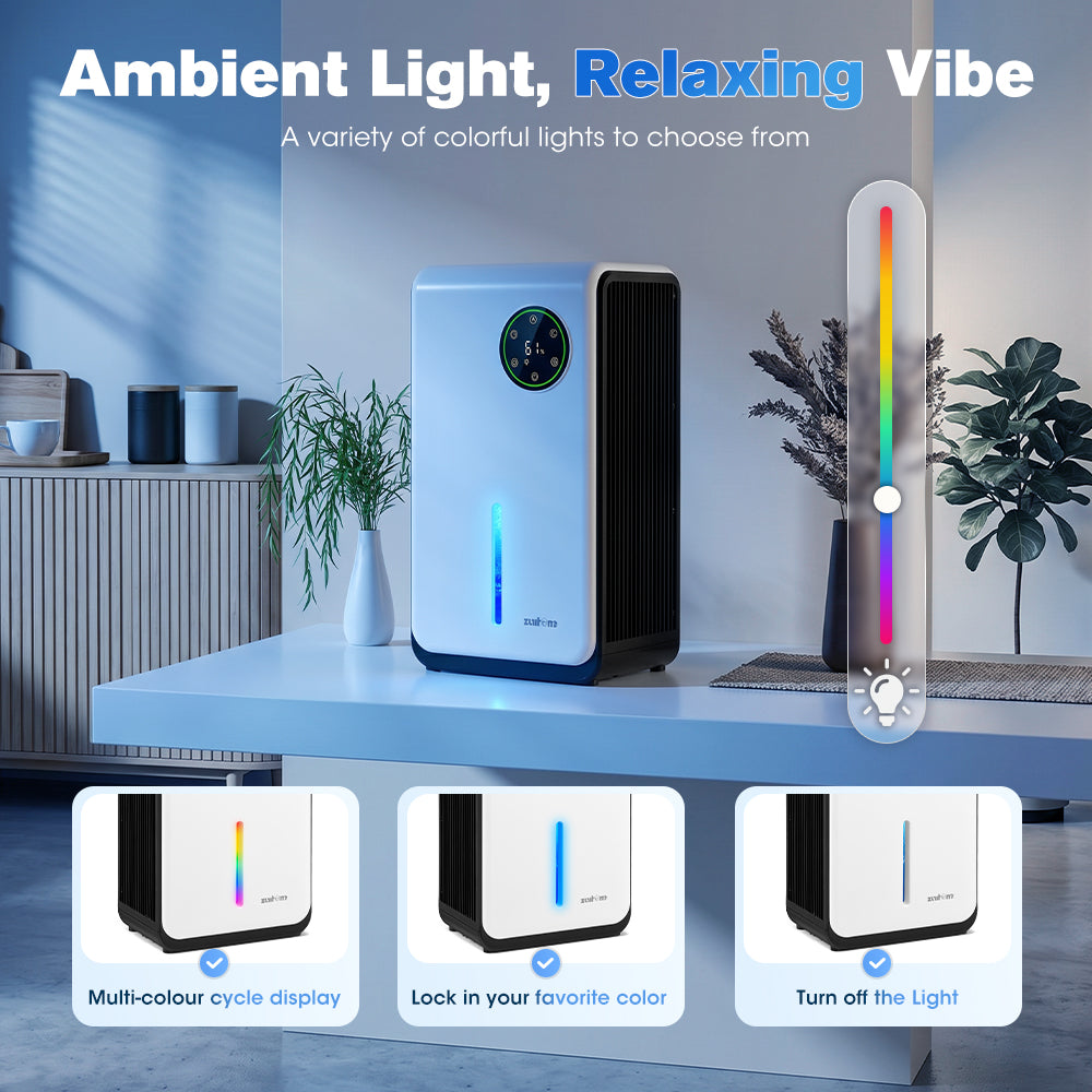 ZUNI 2L Air Dehumidifier 500-1000ml/day for Living Room up to 50m²