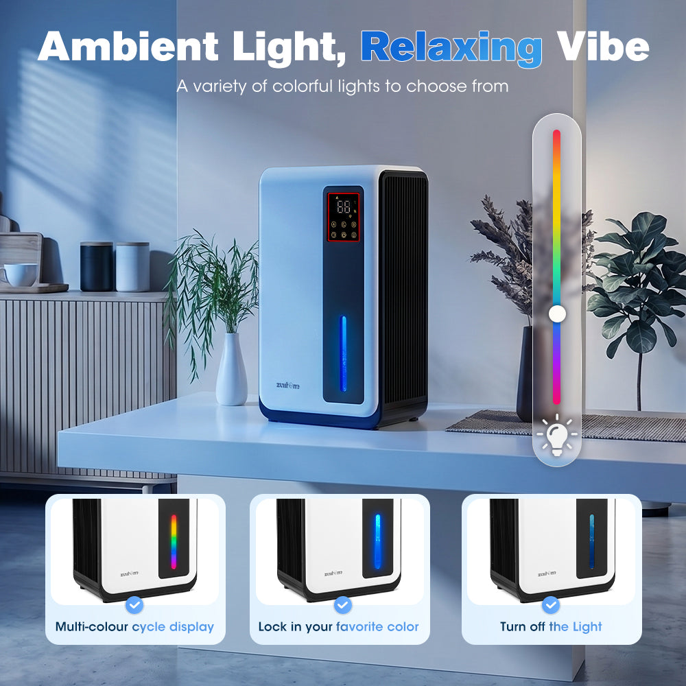 ZUNI 2L Air Dehumidifier 500-800ml/day for Bedroom Bathroom up to 30m²