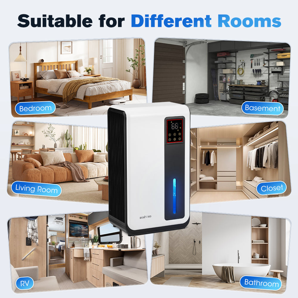ZUNI 2L Air Dehumidifier 500-800ml/day for Bedroom Bathroom up to 30m²