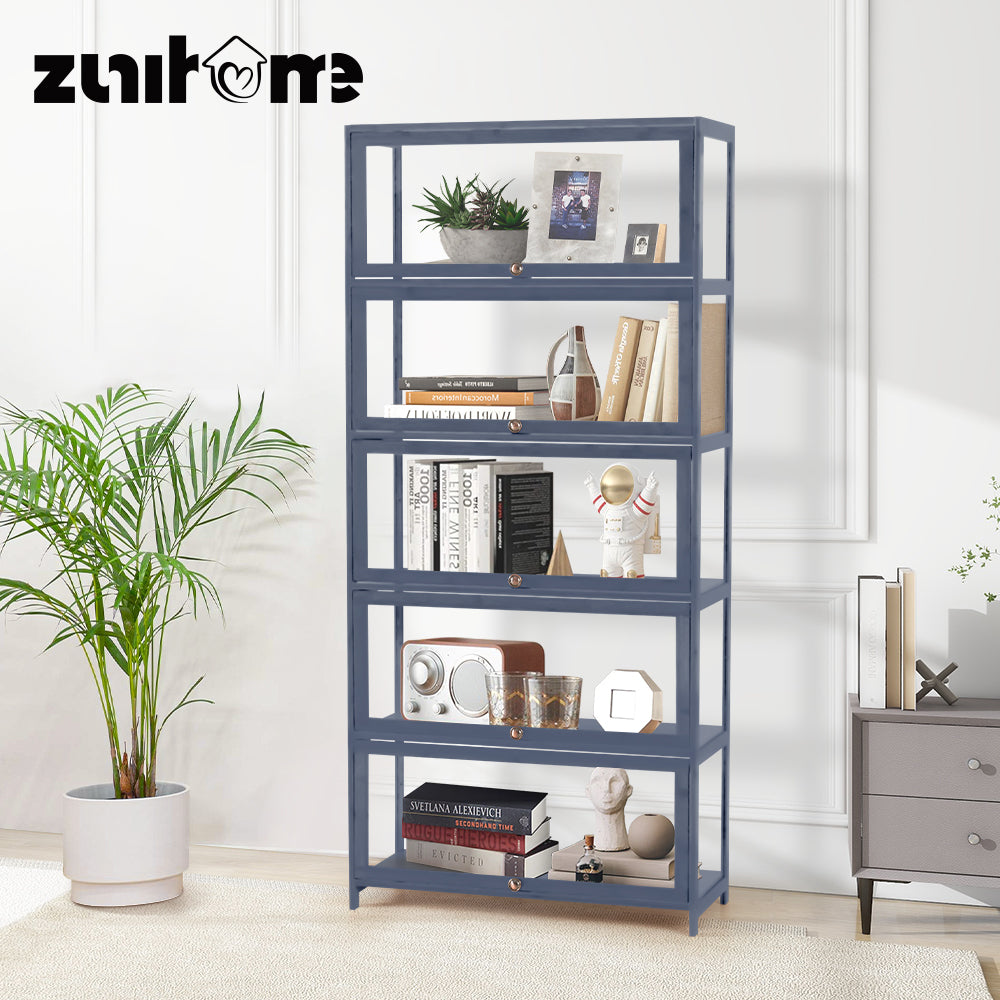 ZUNI 5-Tier Display Cabinet Storage Stand Rack White/Natural/Grey/Black - Sunyee