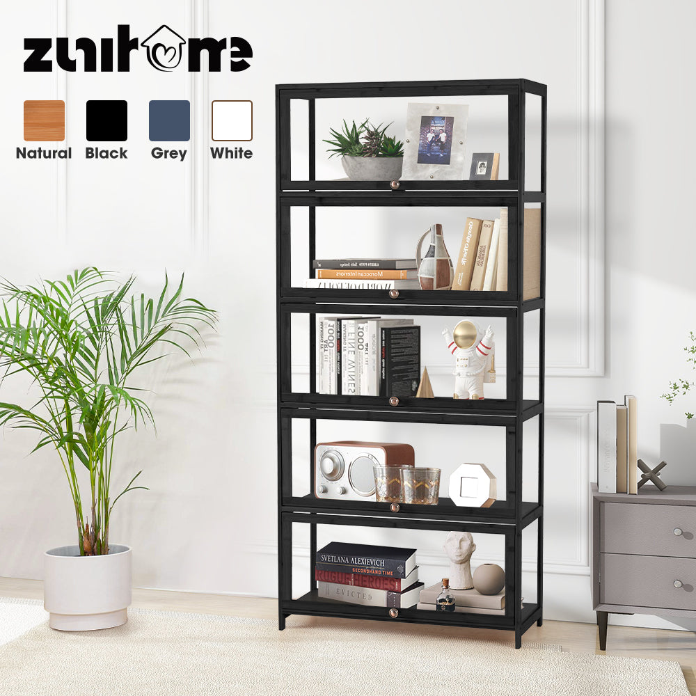 ZUNI 5-Tier Display Cabinet Storage Stand Rack White/Natural/Grey/Black - Sunyee