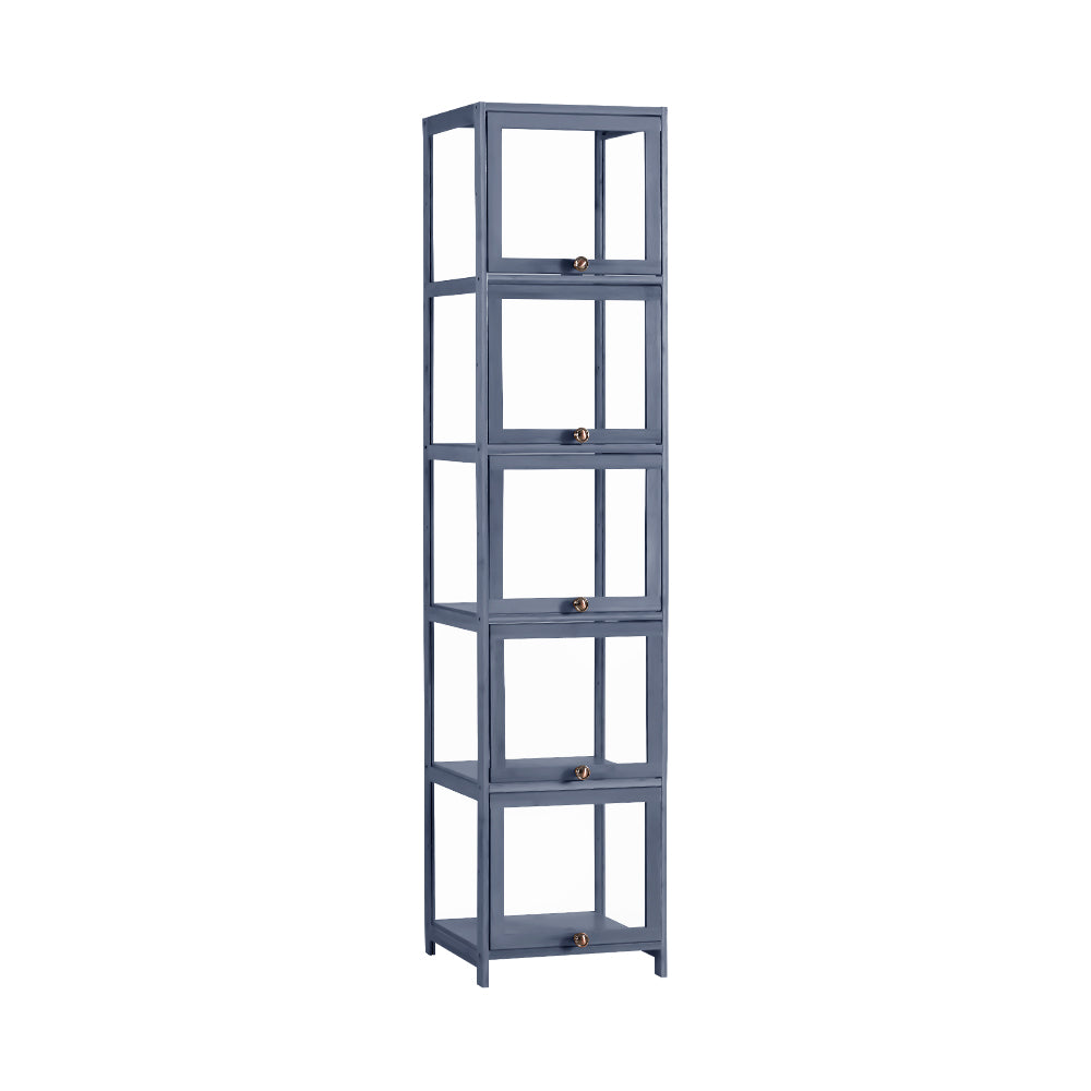 ZUNI 5-Tier Display Cabinet Storage Stand Rack Bookcase White/Natural/Grey/Black - Sunyee
