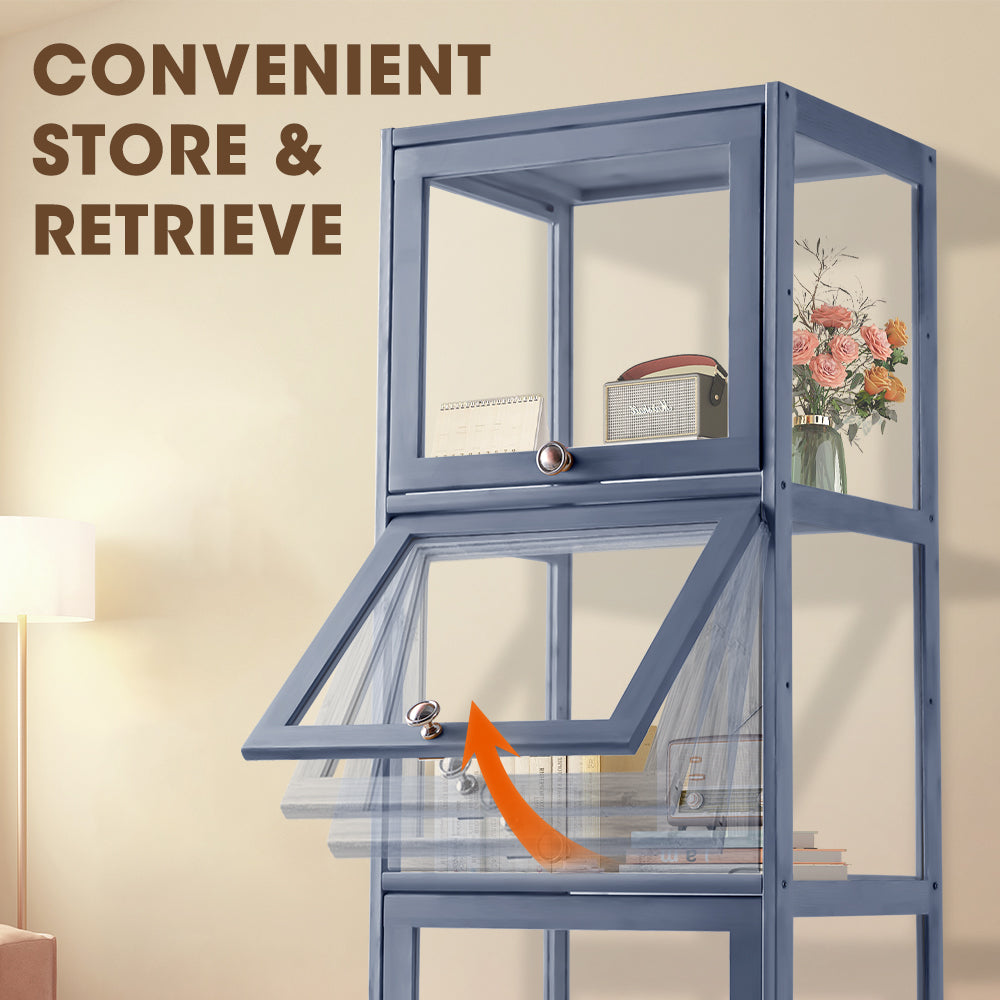 ZUNI 5-Tier Display Cabinet Storage Stand Rack Bookcase White/Natural/Grey/Black - Sunyee