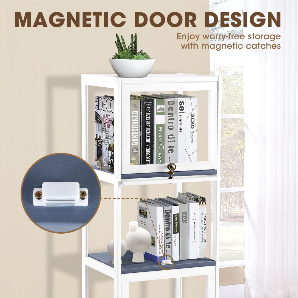 ZUNI 5-Tier Display Cabinet Storage Stand Rack Bookcase White/Natural/Grey/Black - Sunyee