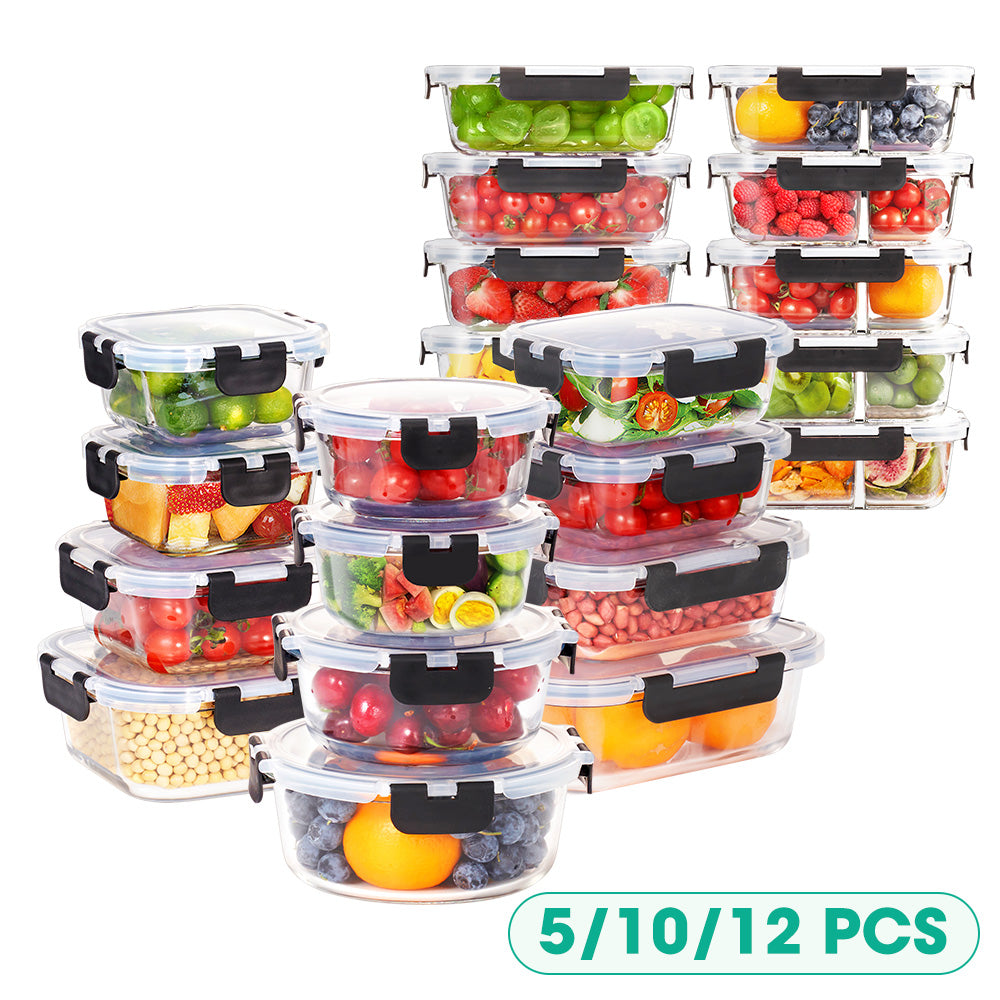 ZUNI Glass Food Container with Lid Airtight Meal Pre Storage