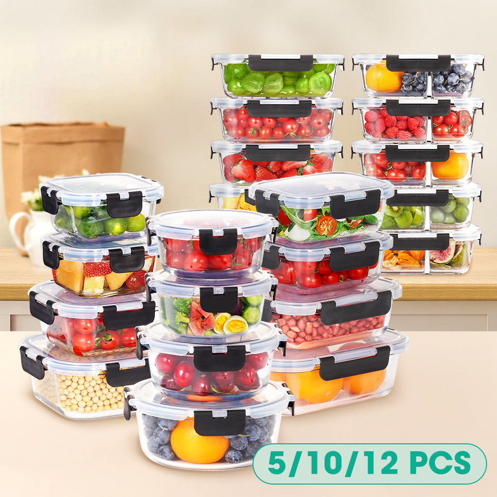 ZUNI Glass Food Container with Lid Airtight Meal Pre Storage