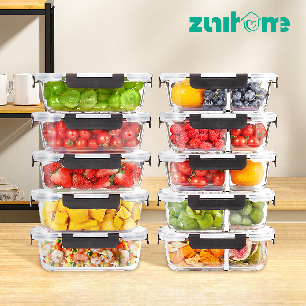 ZUNI Glass Food Container with Lid Airtight Meal Pre Storage