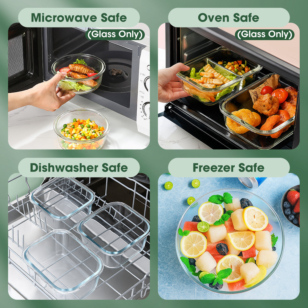 ZUNI Glass Food Container with Lid Airtight Meal Pre Storage
