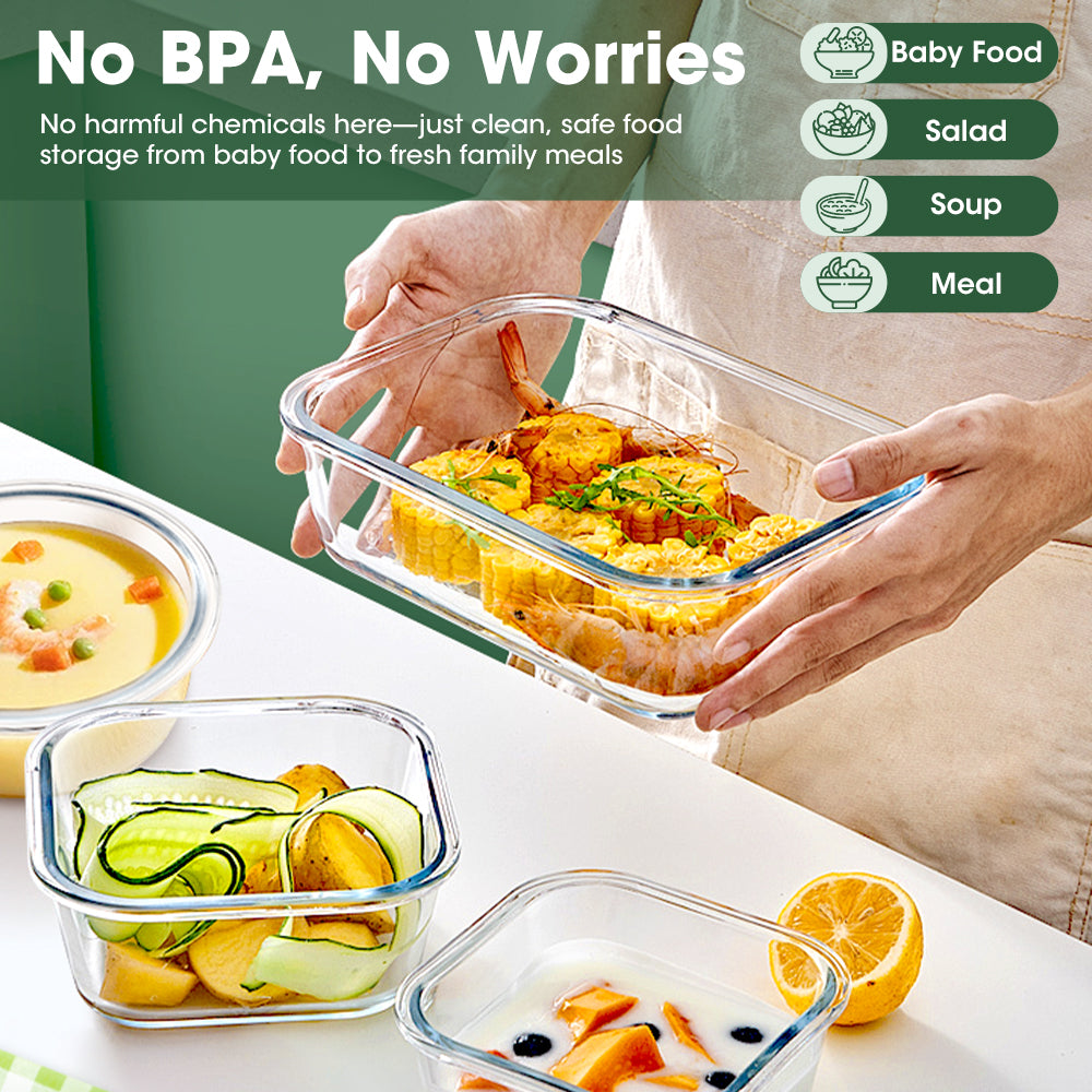 ZUNI Glass Food Container with Lid Airtight Meal Pre Storage